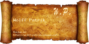 Wolff Patrik névjegykártya
